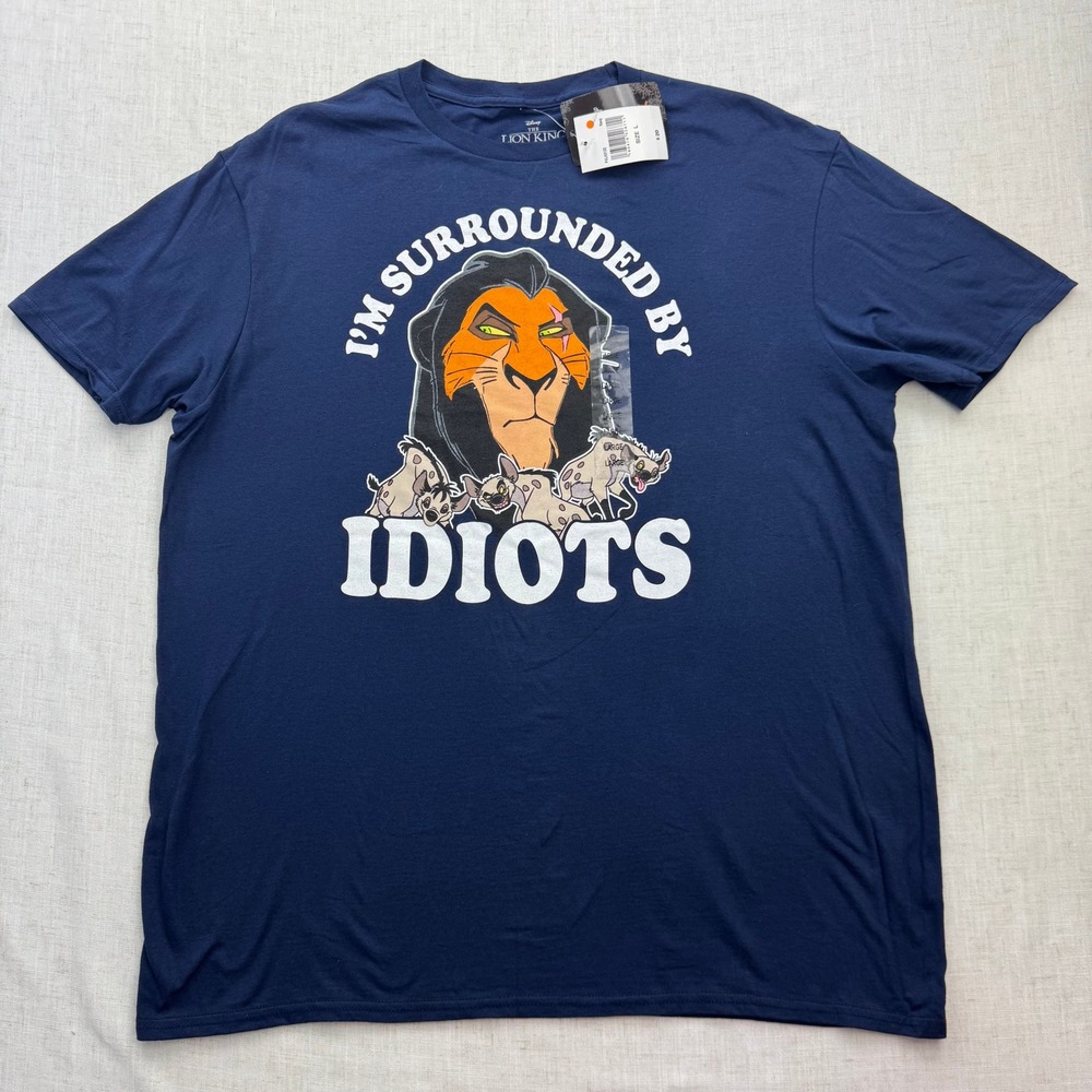 Disney Lion King Scar Villain T-Shirt Mens Large Navy I'm Surrounded NWT Retro